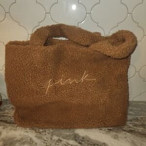 PINK Brown Sherpa Tote Bag